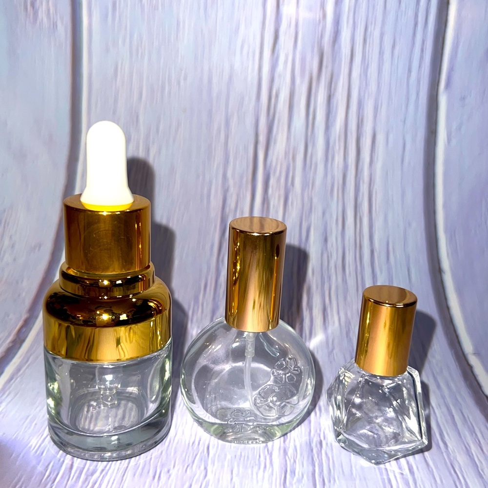 Fancy Glass Essential Oil/Perfume Bottle Set of 3